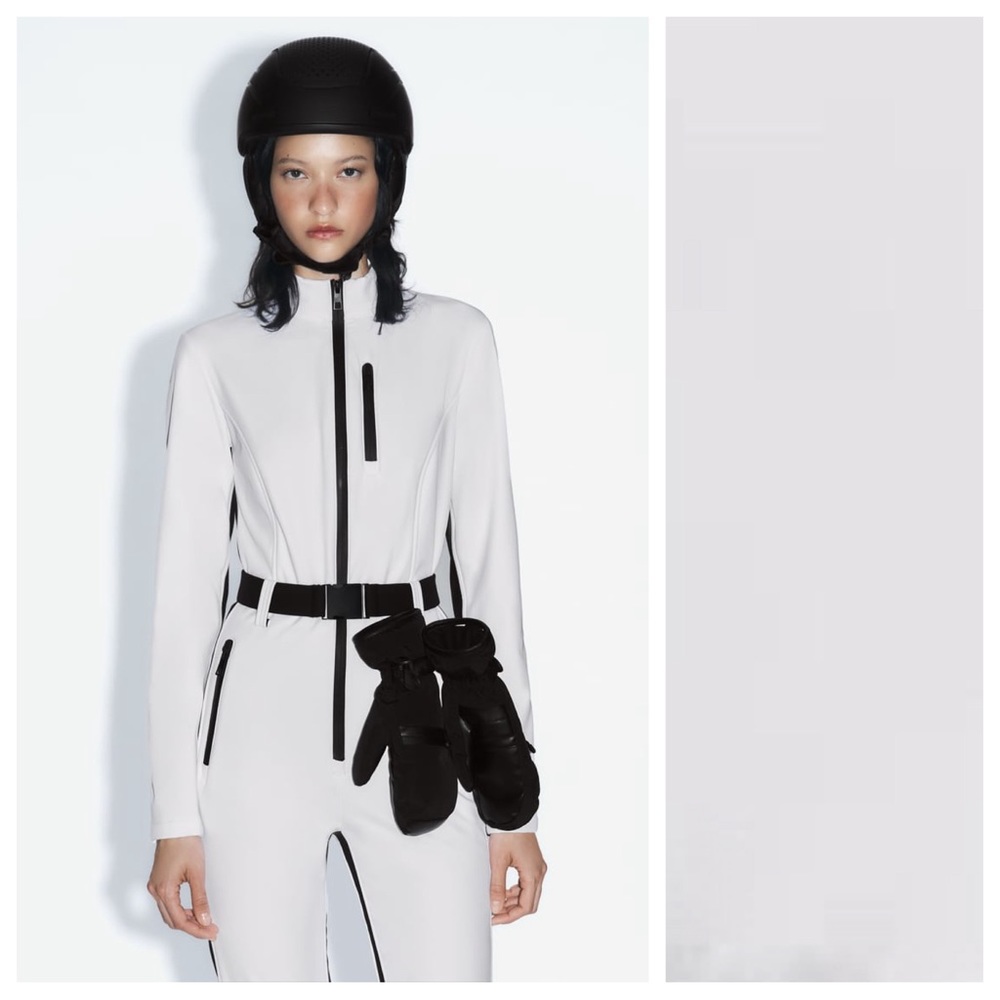 NWT. Zara White Windproof and Waterproof Recco® Technology Jumpsuit. Size S, M. - Picture 2 of 16